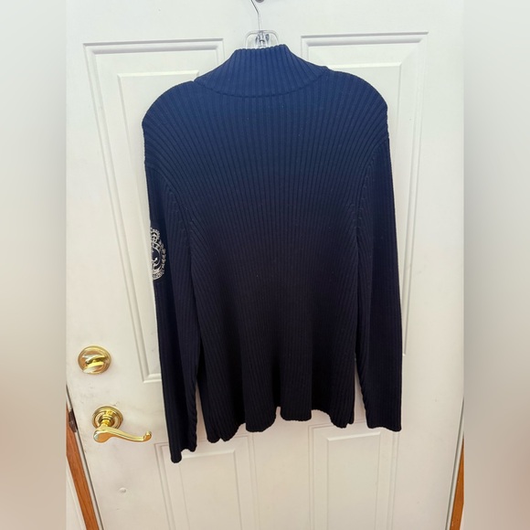 Ralph Lauren Navy Cardigan Women's 2X With Crest - Heavy Knit - Picture 3 of 6